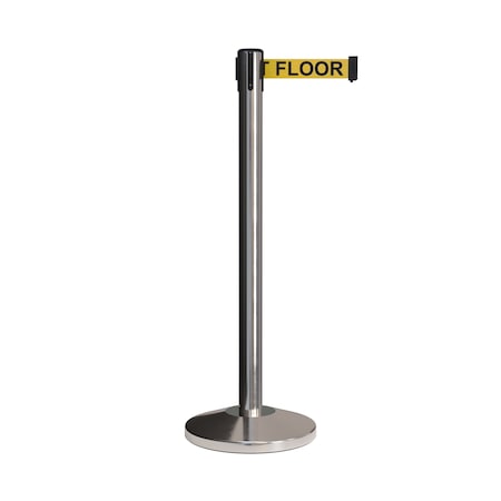 Montour Line Stanchion Belt Barrier Pol.Steel Post 11ft. Y.Wet.Belt ES400-PS-CAWETYB-110